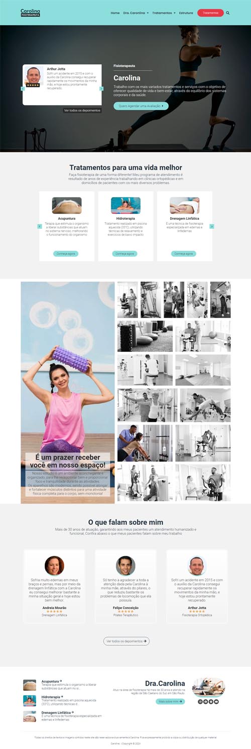 Modelo de site para fisioterapeutas, clínicas de fisioterapia e studios de pilates Modelo de site para fisioterapeutas, clínicas de fisioterapia e studios de pilates