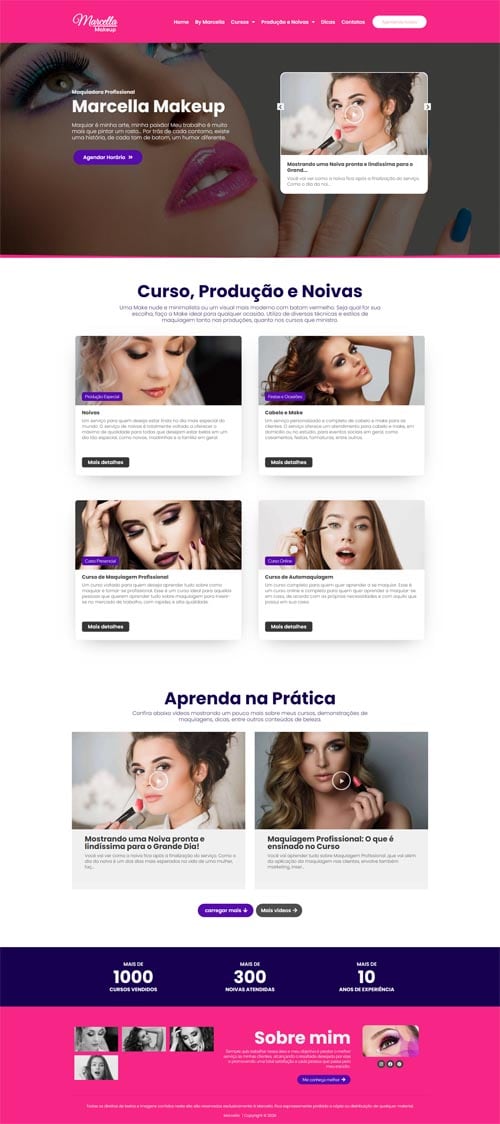 Modelo de site para maquiador, estúdios de maquiagem e makeup Modelo de site para maquiador, estúdios de maquiagem e makeup